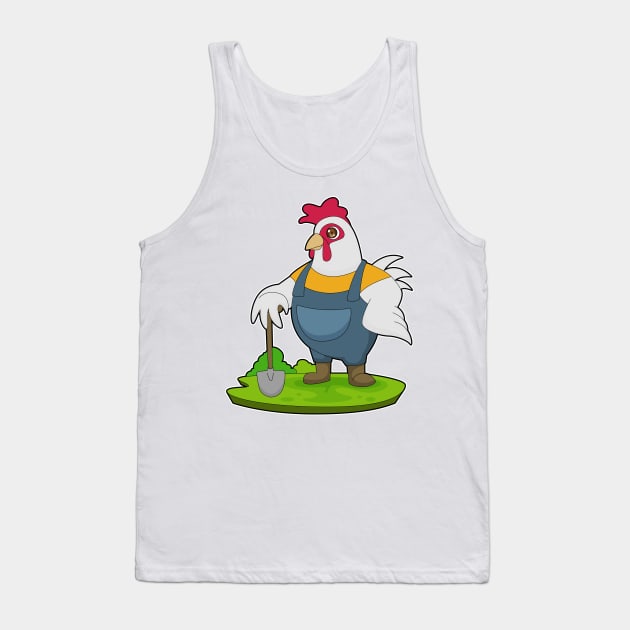 Rooster Farmer Shovel Tank Top by Markus Schnabel